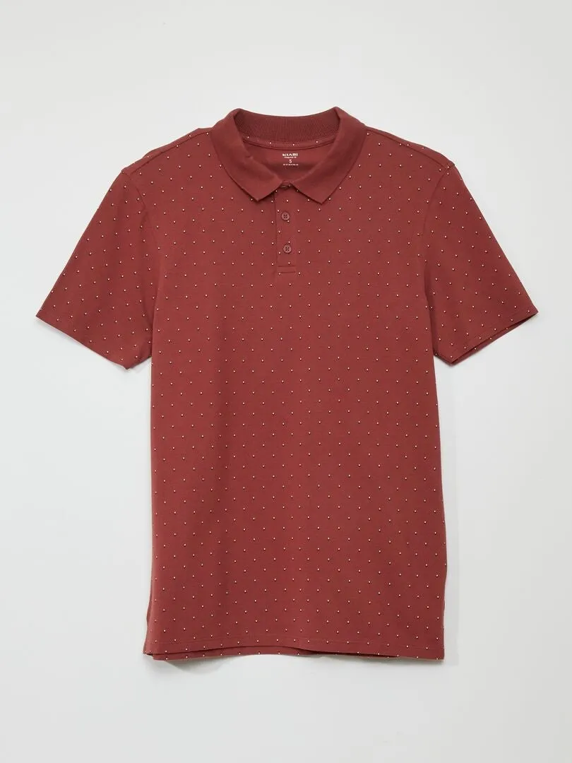 Polo de piqué de algodón con estampado - ROJO