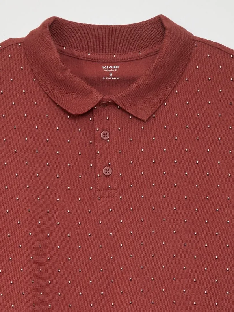 Polo de piqué de algodón con estampado - ROJO