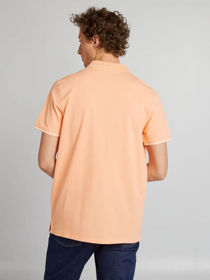 Polo de piqué de algodón - NARANJA