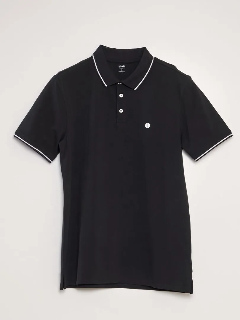 Polo de piqué de algodón - negro