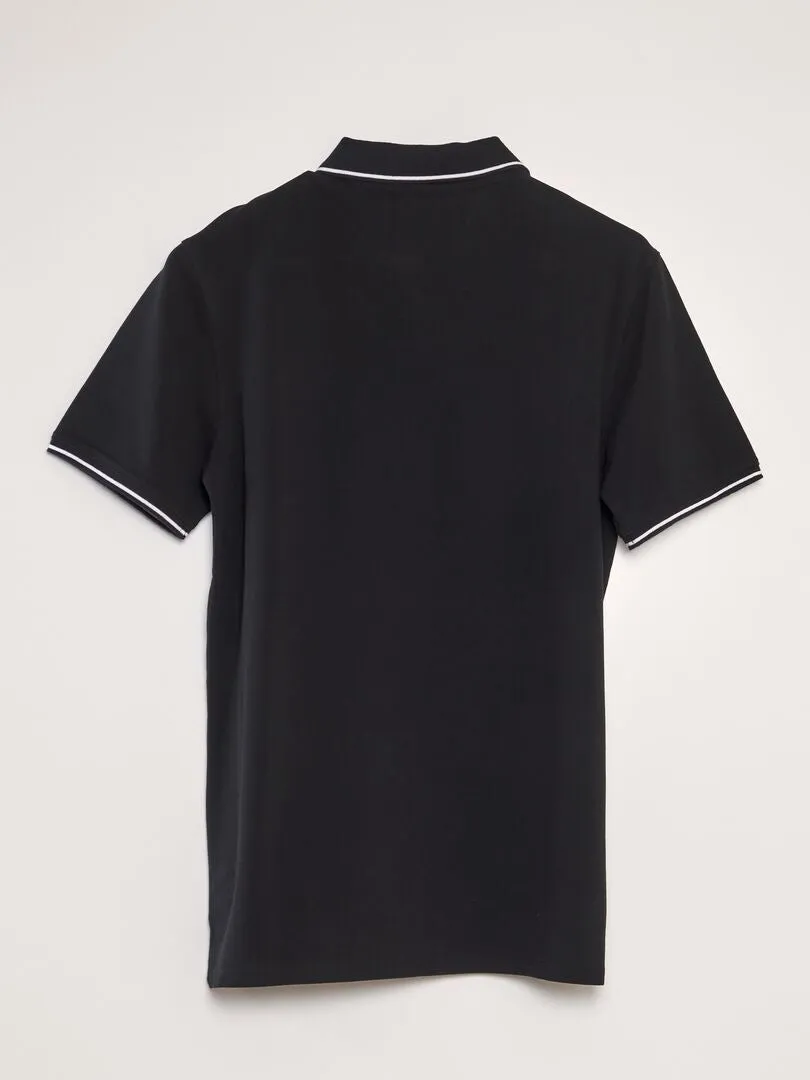 Polo de piqué de algodón - negro