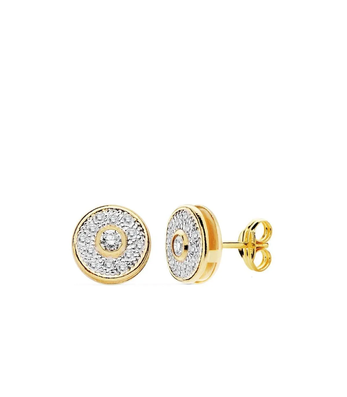 Puces d'oreilles femme grain Or jaune 18k