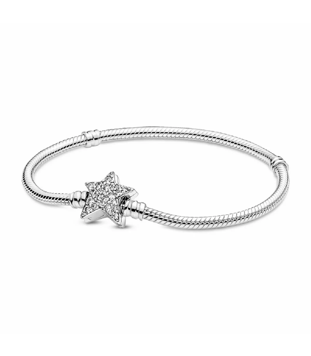 Pulsera Pandora Moments Cadena de Serpiente en plata de ley Cierre Estrella Asimétrica - 599639C01