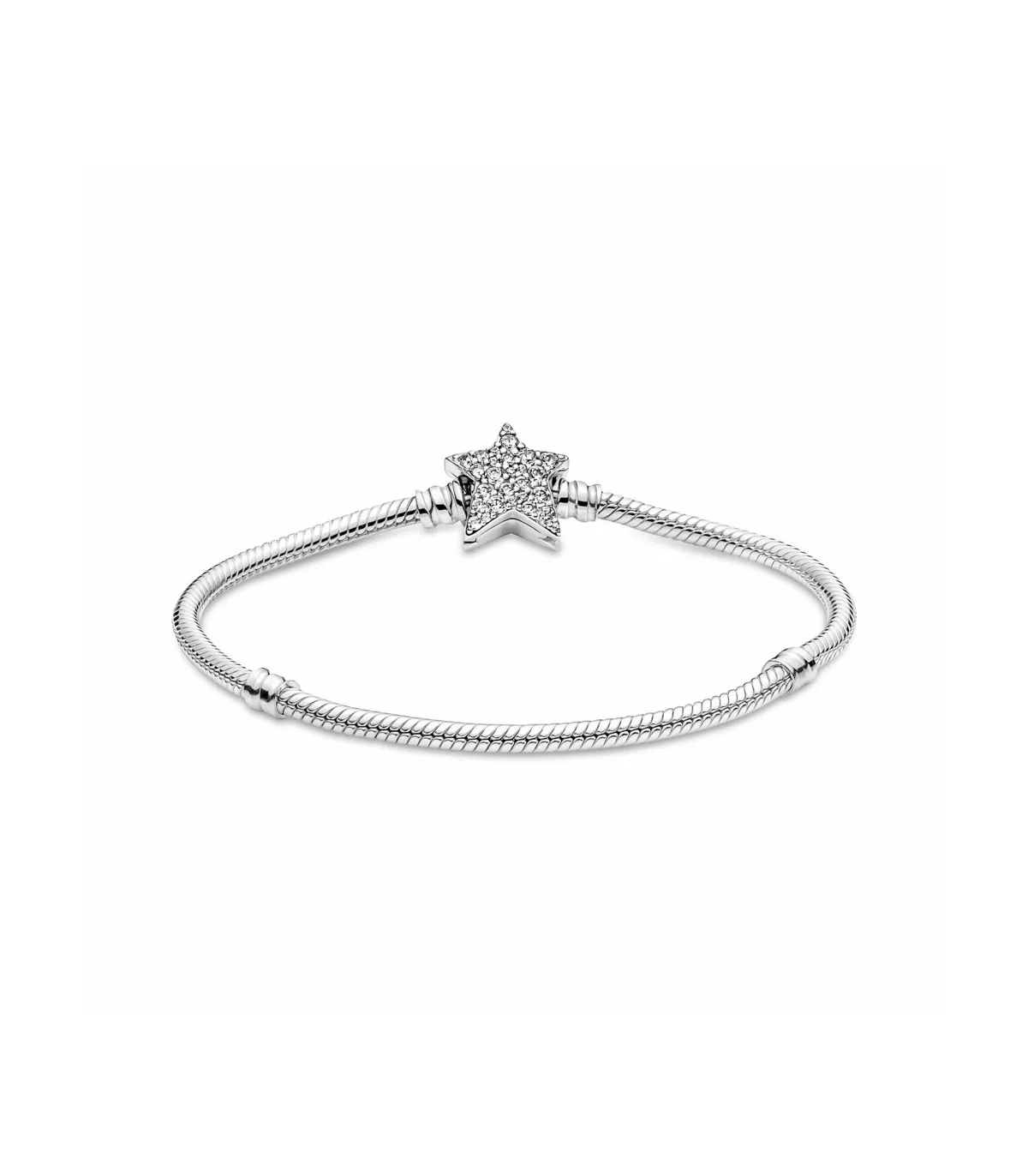 Pulsera Pandora Moments Cadena de Serpiente en plata de ley Cierre Estrella Asimétrica - 599639C01