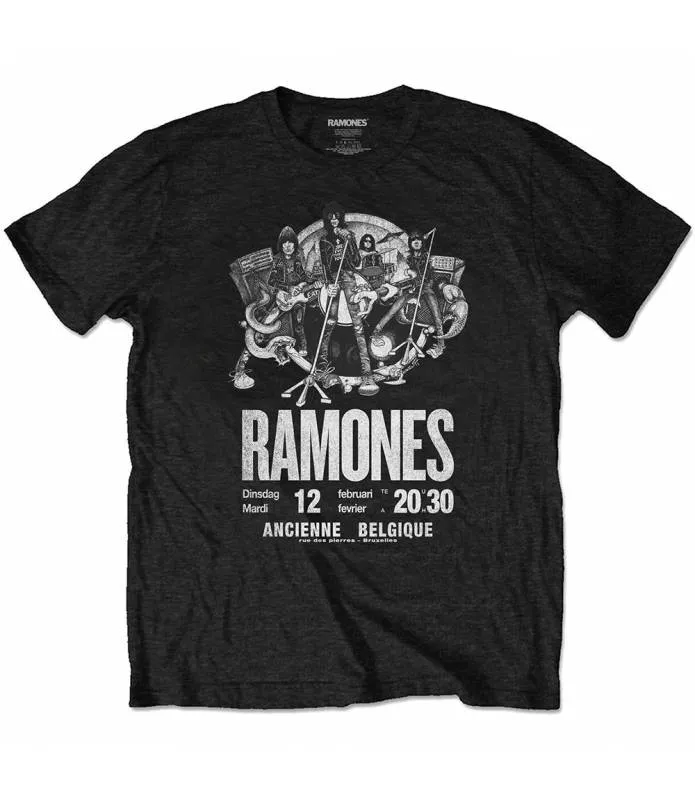 RAMONES Belgique Camiseta ECOLOGICA Licencia Oficial RockOff  RAECOTS01MB