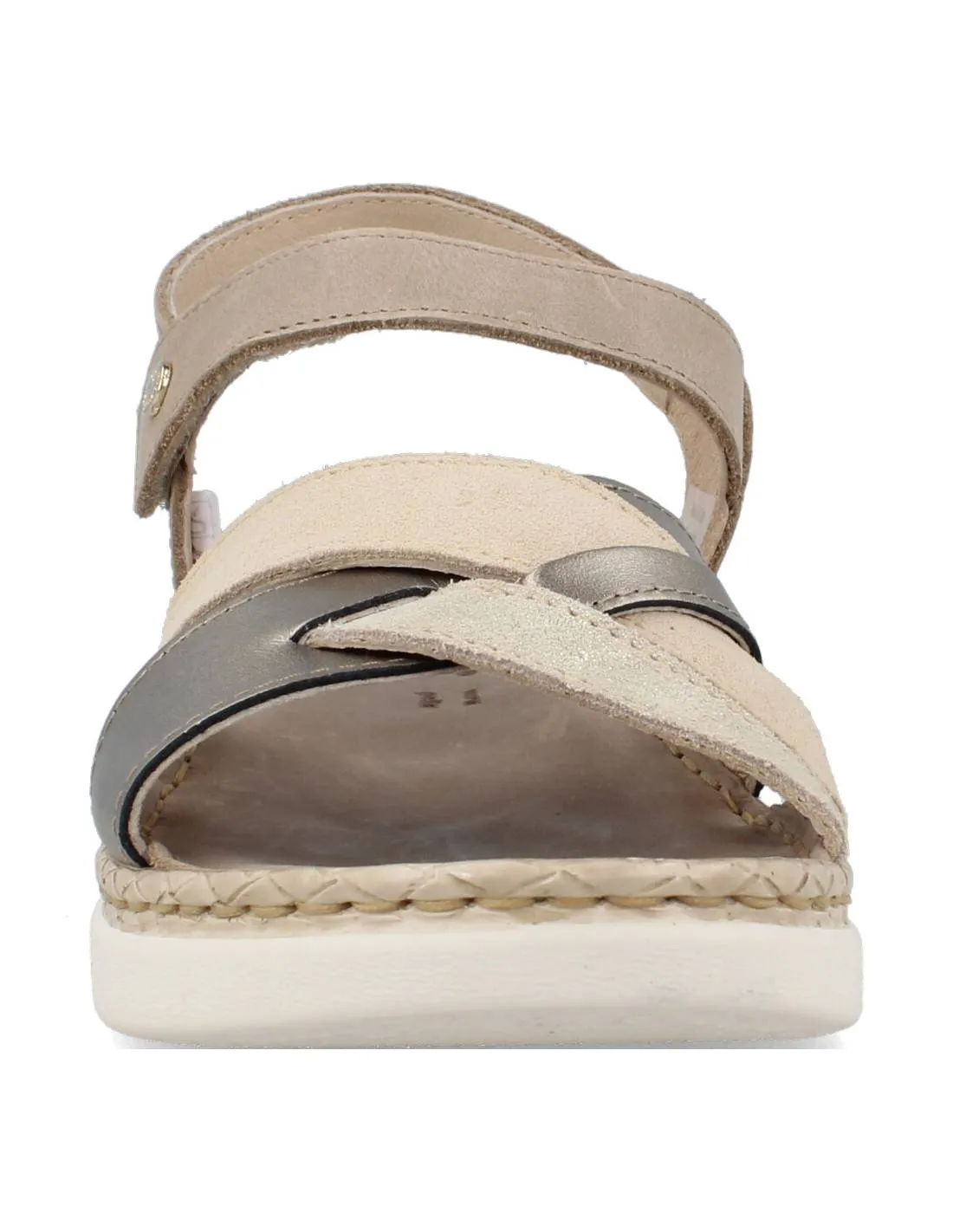 Riposella - Sandalia Laura Entrelazado Metalizado Velcro Beige