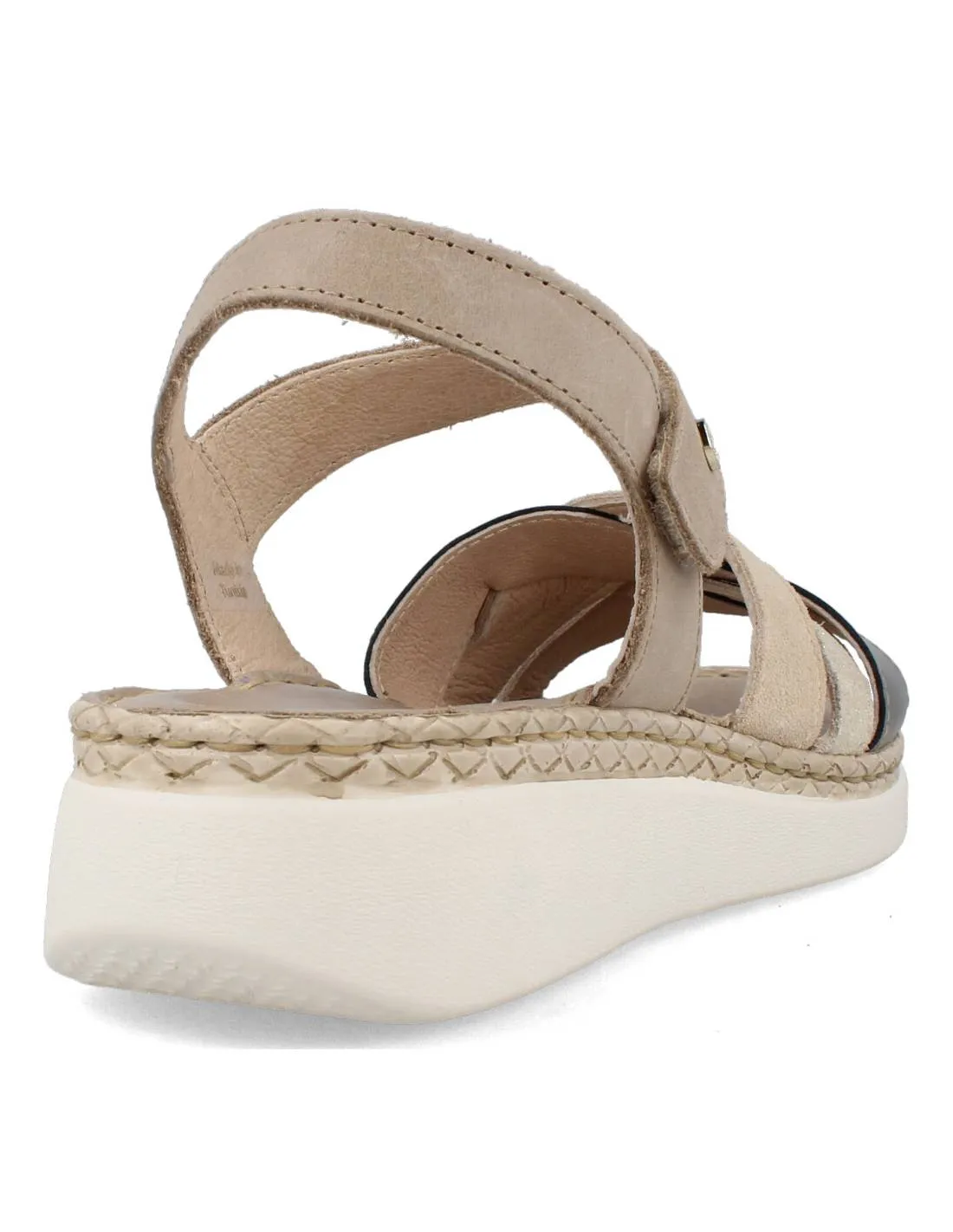 Riposella - Sandalia Laura Entrelazado Metalizado Velcro Beige