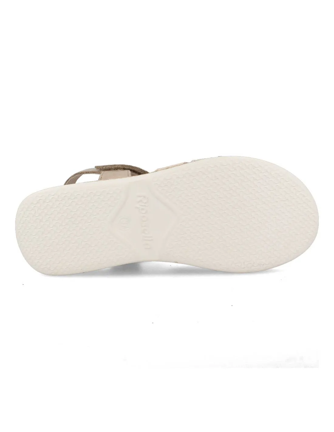 Riposella - Sandalia Laura Entrelazado Metalizado Velcro Beige