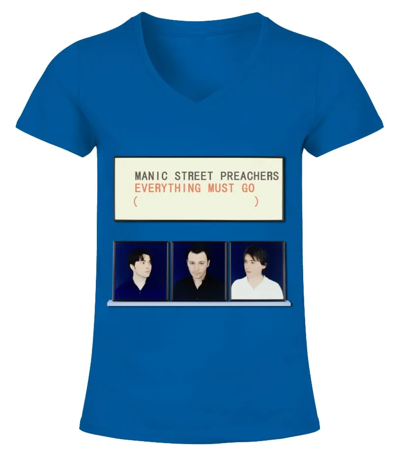 RK90SBL. EVERYTHING MUST GO  MANIC STREET PREACHERS (1996) CAMISETA CUELLO PICO MUJER