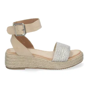 Sandalias de plataforma plateadas en yute para mujer SX-3Q48