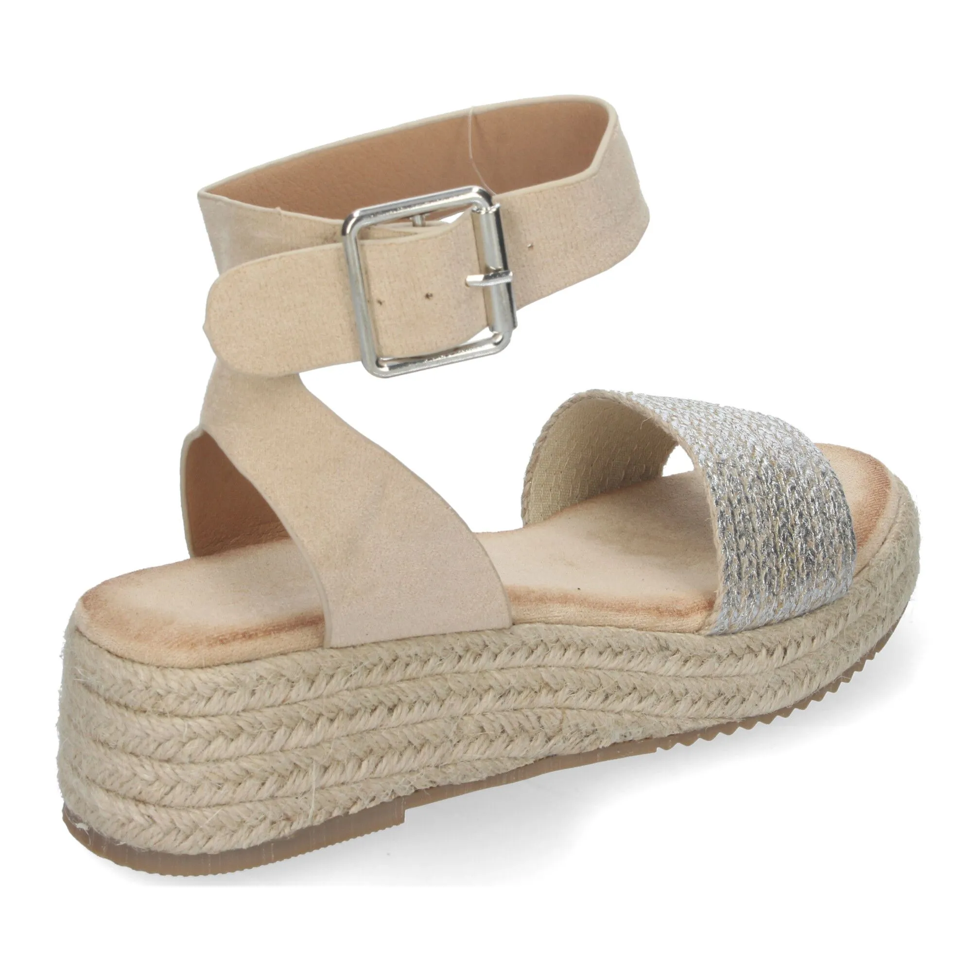 Sandalias de plataforma plateadas en yute para mujer SX-3Q48