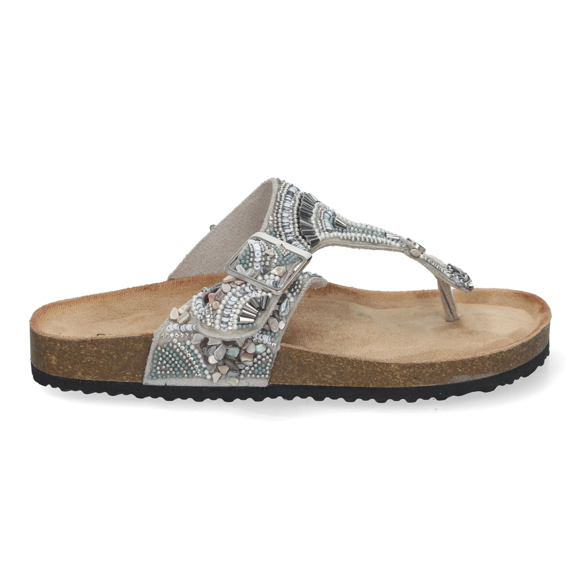 Sandalias plateadas planas estilo bio esclava para mujer AY-3066