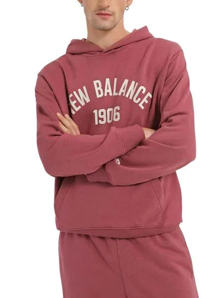 Sudadera New Balance Essential Varsity Rosa Hombre