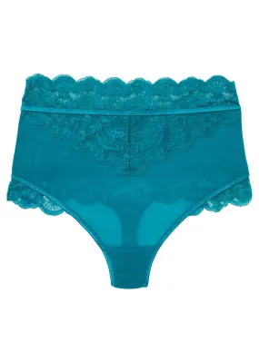 Tanga de talle alto con poliamida reciclada Verde azulado