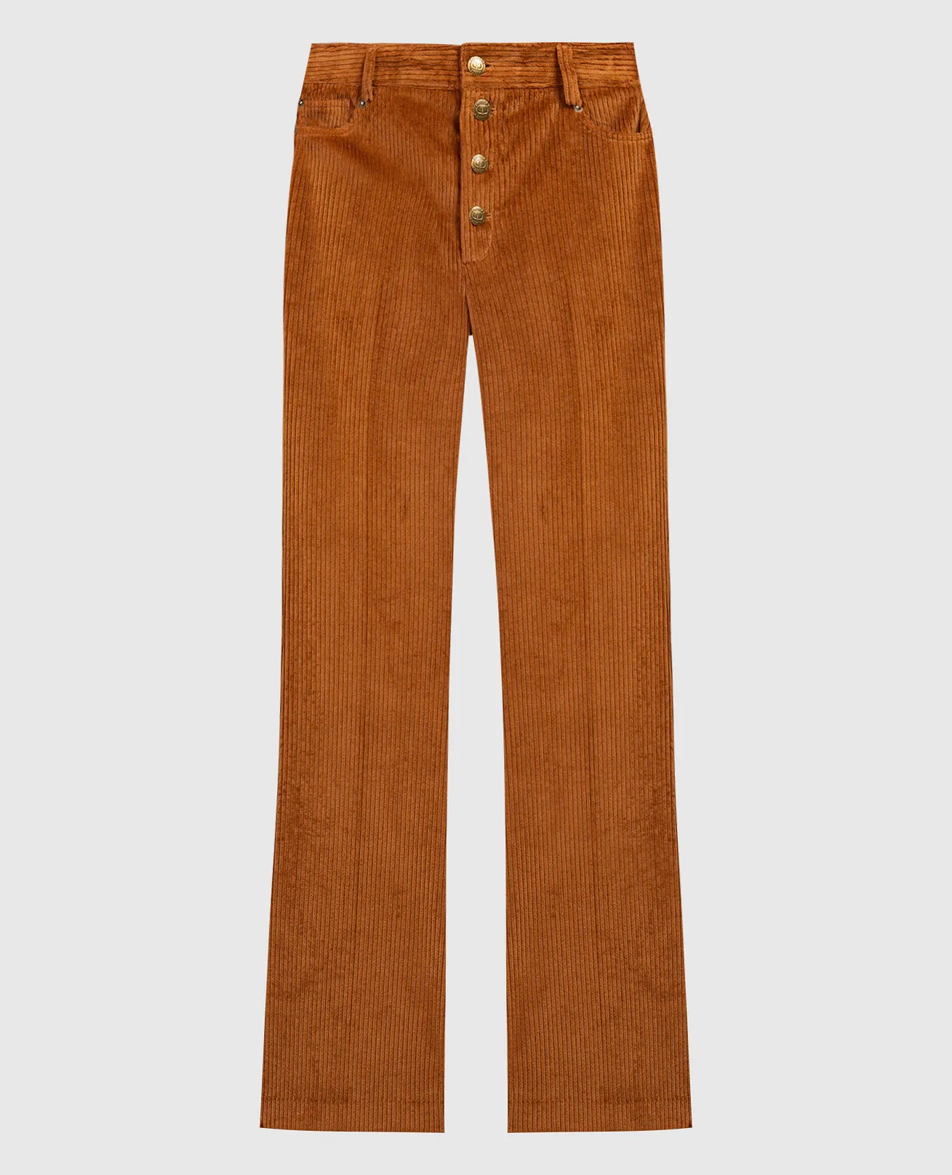 Twinset Brown corduroy flared pants with metallic logo