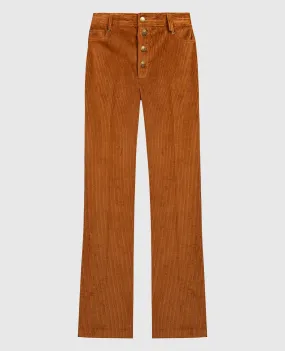 Twinset Brown corduroy flared pants with metallic logo