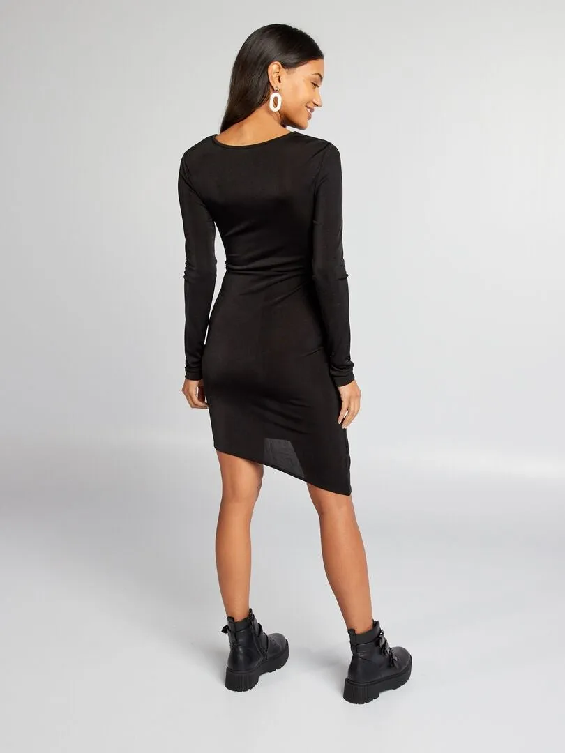 Vestido corto con efecto drapeado - negro