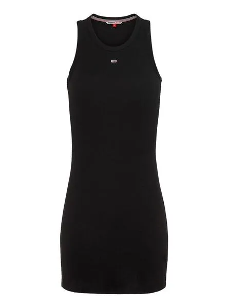 Vestido Tommy Jeans Essential Rib Tank Negro Mujer