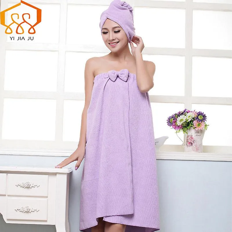 Women Bath Towel Microfiber Fabric Beach Towel Soft Wrap Women Bath Skirt Dry Hair Cap Set Super Absorbent Home For Bathroom