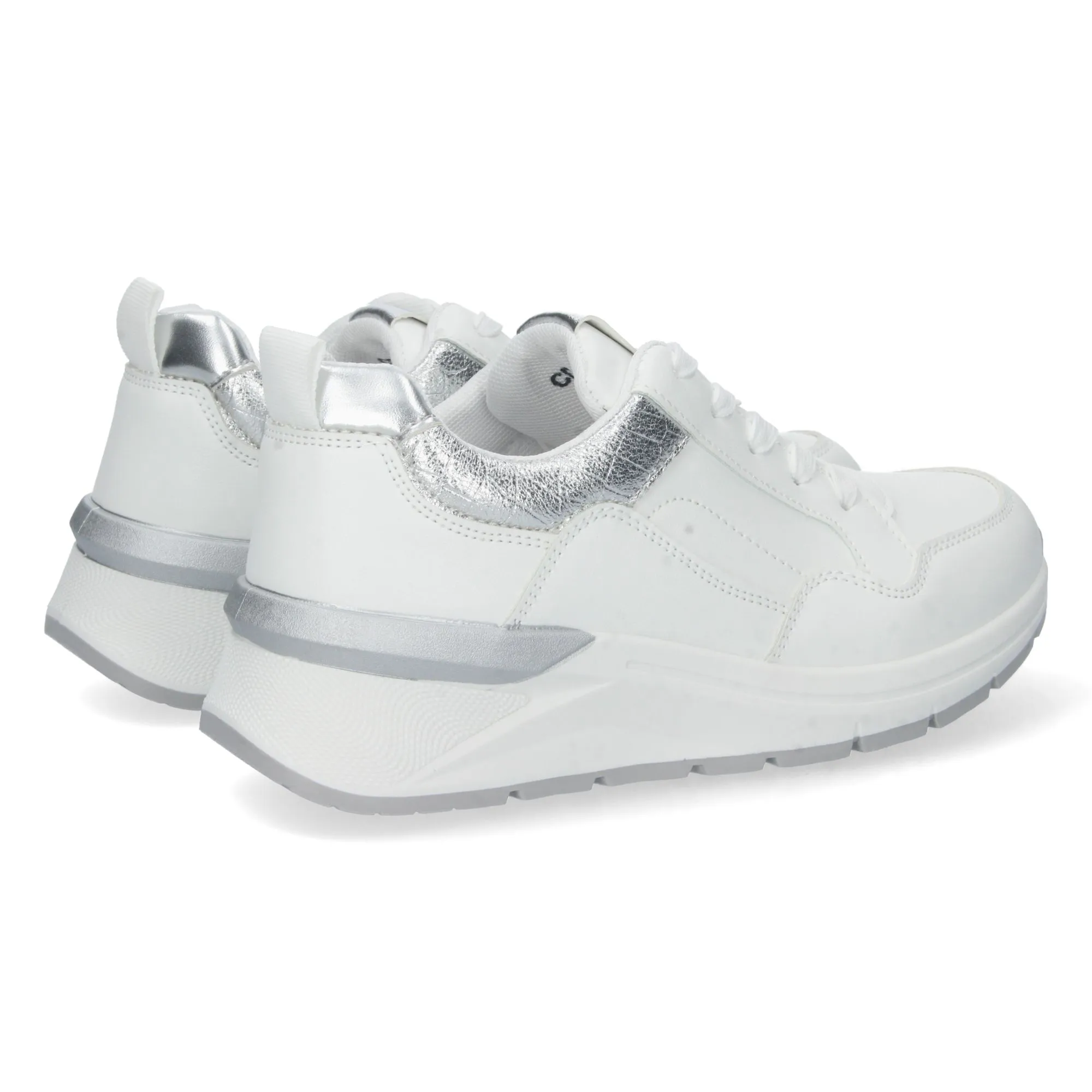 Zapatillas deportivas diseño plateado mujer color blanco