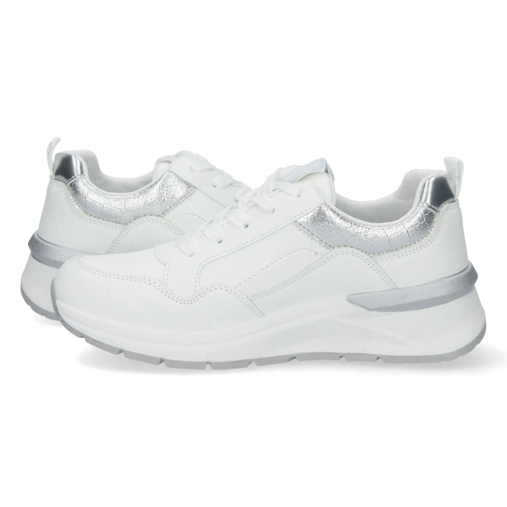 Zapatillas deportivas diseño plateado mujer color blanco