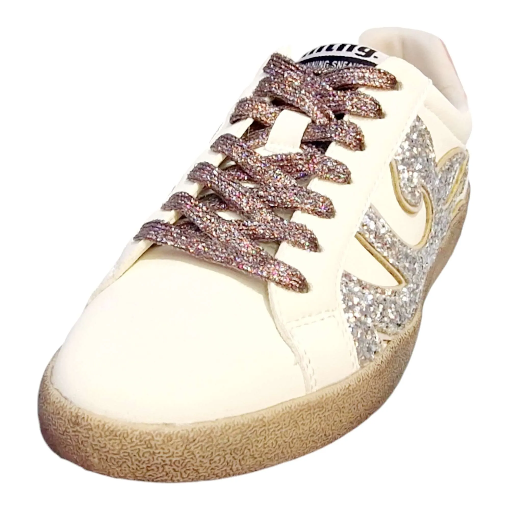 ZAPATILLAS MUSTANG MUJER SUELA CASCO CORDONES BRILLO BLANCO