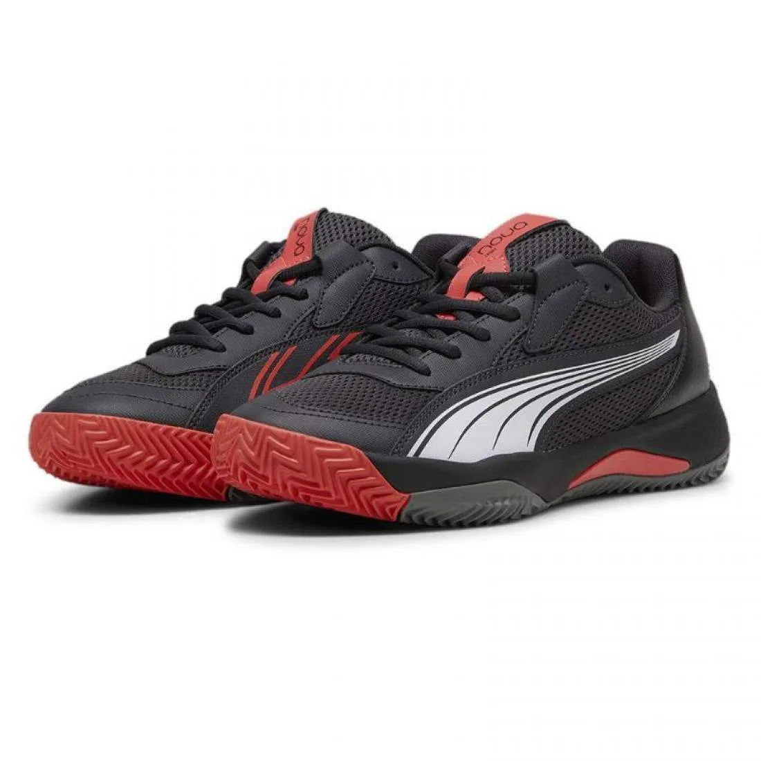 Zapatillas Puma Nova Court Gris Oscuro Negro Rojo | Puma