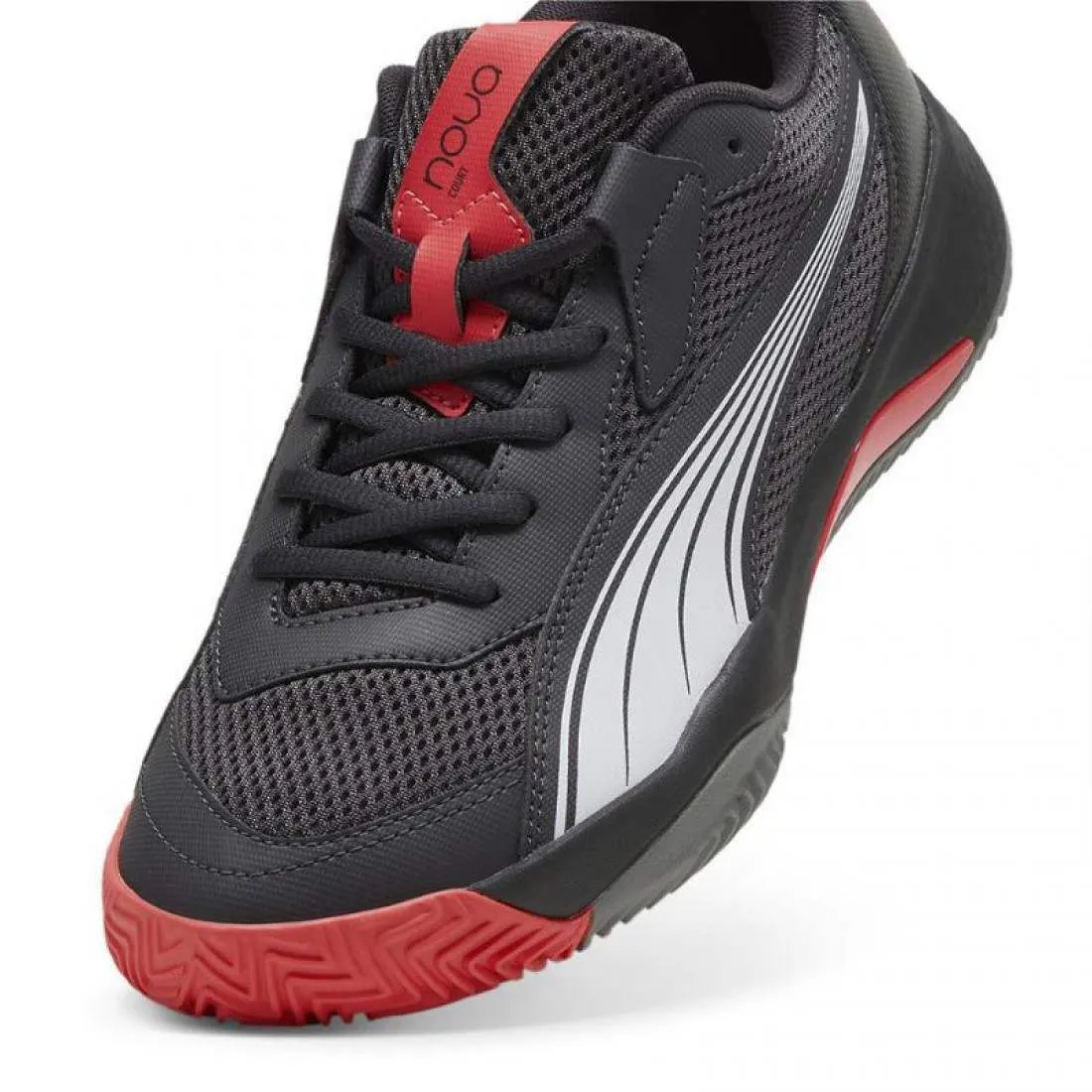 Zapatillas Puma Nova Court Gris Oscuro Negro Rojo | Puma