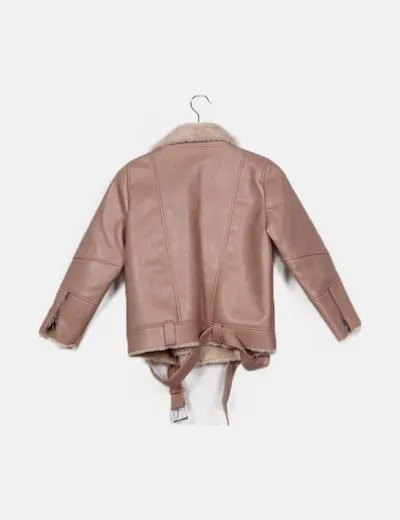 Zara Chaqueta rosa polipiel