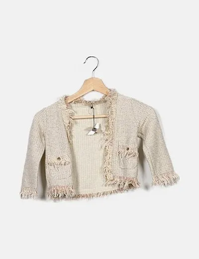 Zara Chaqueta tweed beige