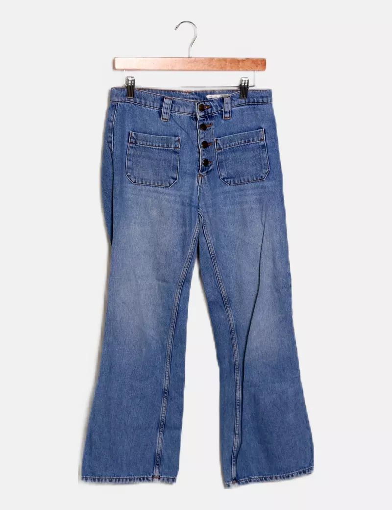 Zara Jeans denim azul efecto desgastado